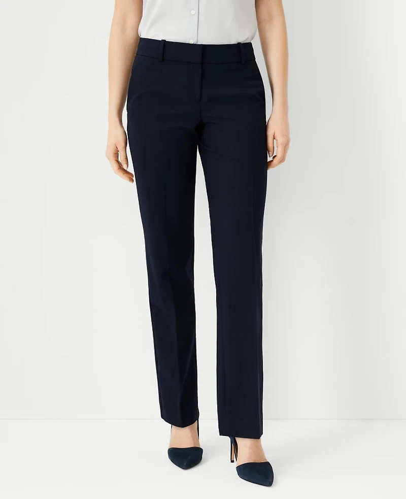 Ann Taylor The Straight Pant In Seasonless Stretch Size 0 Perfect Navy Women's