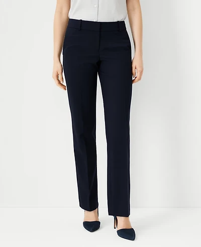 Ann Taylor The Straight Pant In Seasonless Stretch Size 0 Perfect Navy Women's