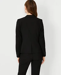 Ann Taylor The One-Button Blazer in Seasonless Stretch Size 12 Core Black Women's
