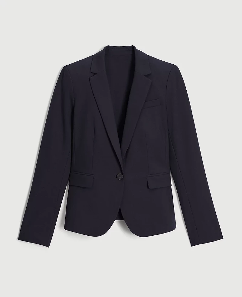 Ann Taylor The One-Button Blazer in Seasonless Stretch Size 12 Core Black Women's