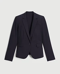 Ann Taylor The One-Button Blazer in Seasonless Stretch Size 12 Core Black Women's
