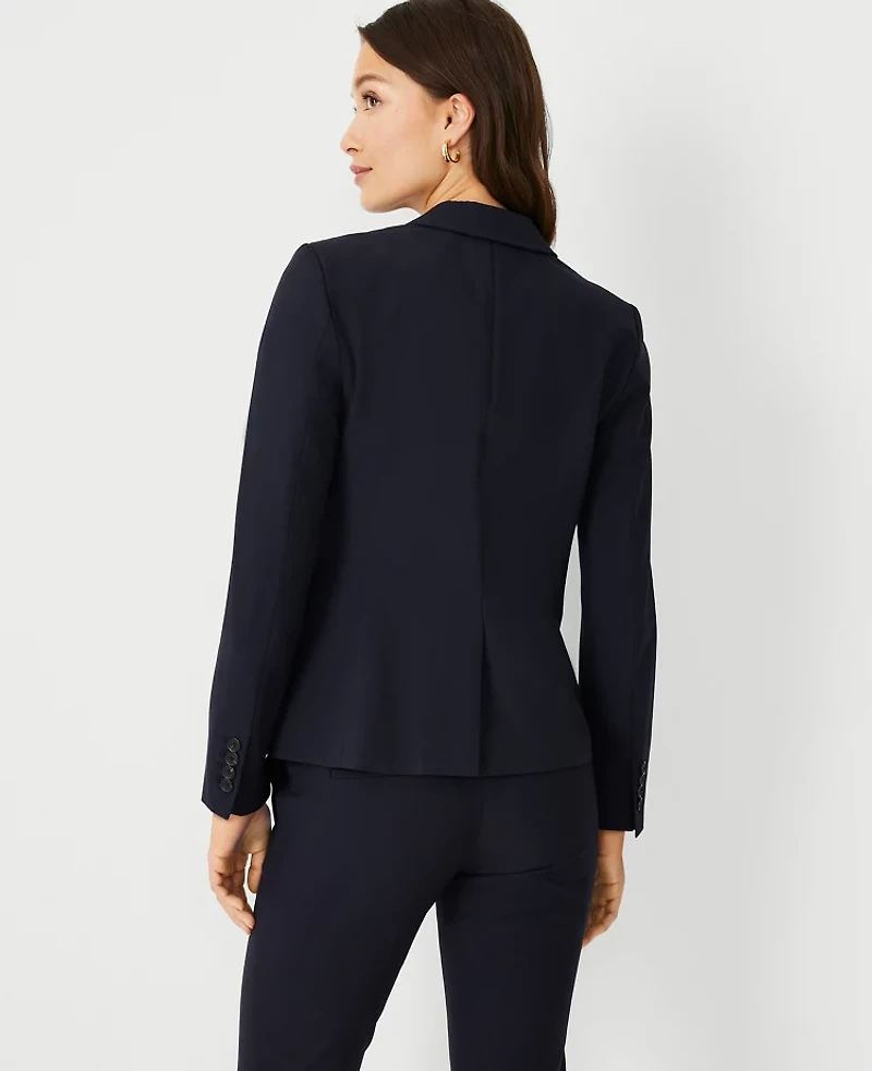 Ann Taylor The Tall One-Button Blazer Seasonless Stretch Perfect Navy Women's