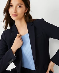 Ann Taylor The Tall One-Button Blazer Seasonless Stretch Perfect Navy Women's