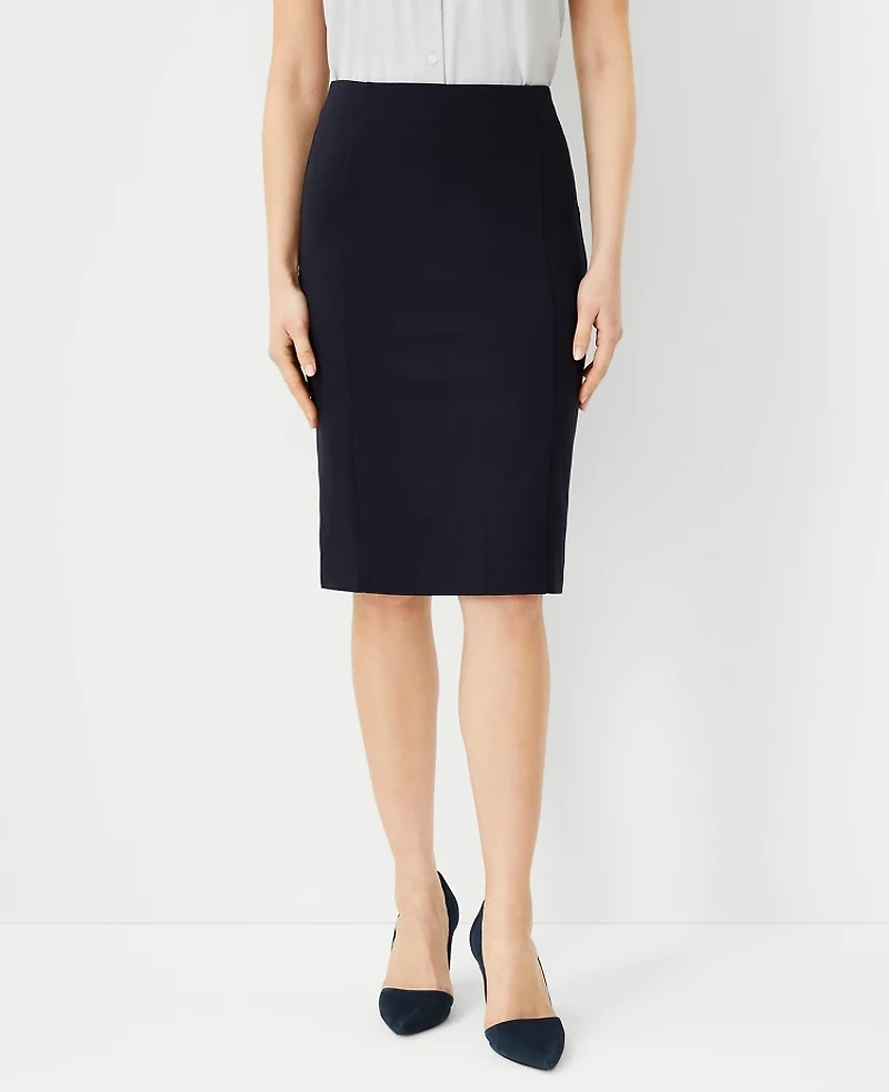 Ann Taylor Ponte Pencil Skirt Size 0 Atlantic Navy Women's