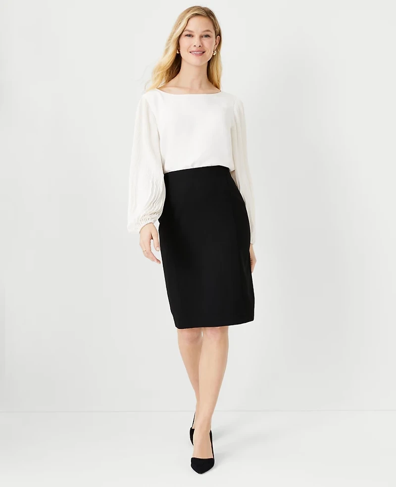 Ann Taylor The Tall Seamed Pencil Skirt Seasonless Stretch Core Black Women's