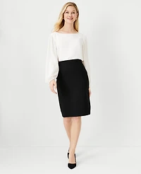 Ann Taylor The Tall Seamed Pencil Skirt Seasonless Stretch Core Black Women's