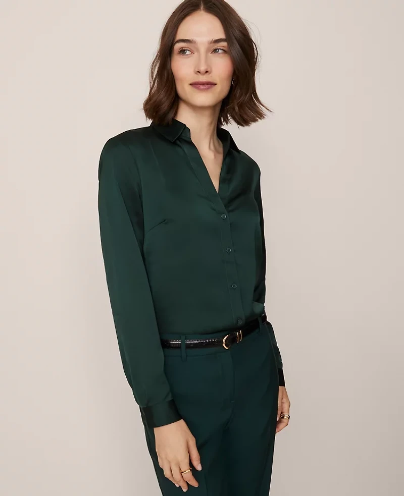 Ann Taylor Satin Essential Shirt Women's