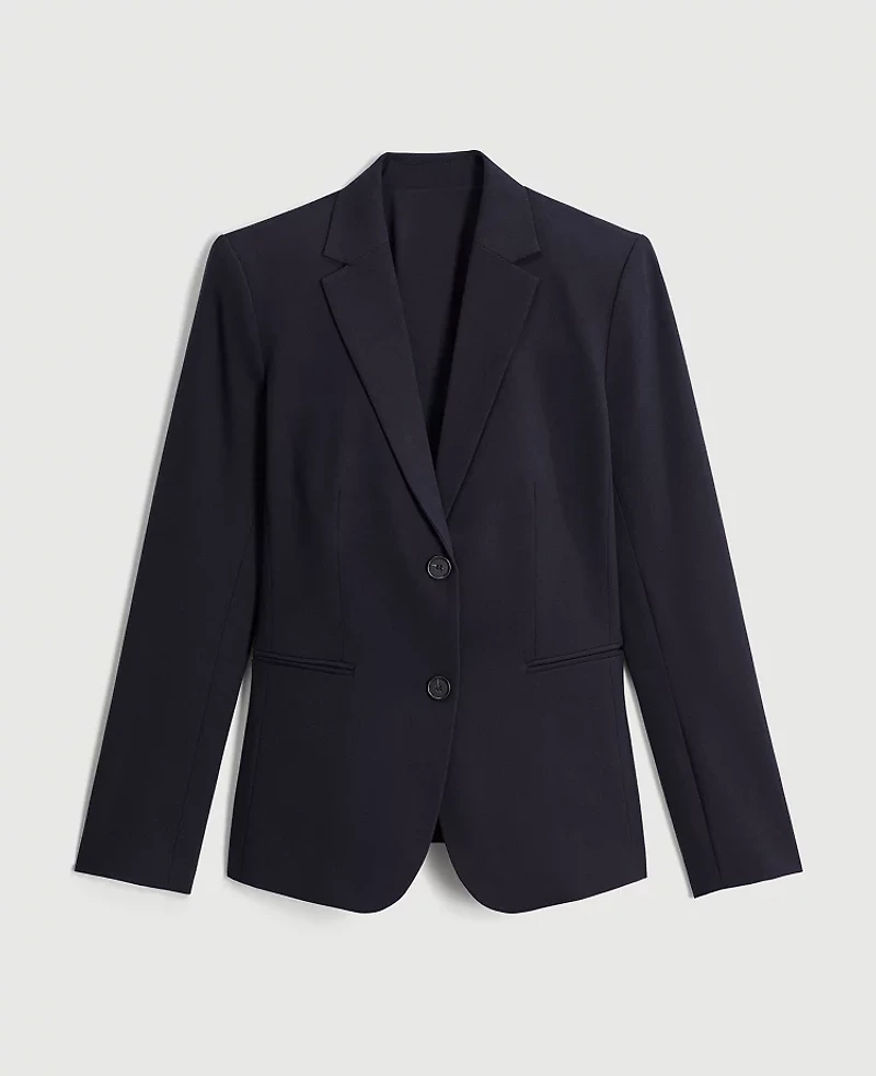 Ann Taylor The Long Two-Button Blazer Seasonless Stretch Core Black Women's