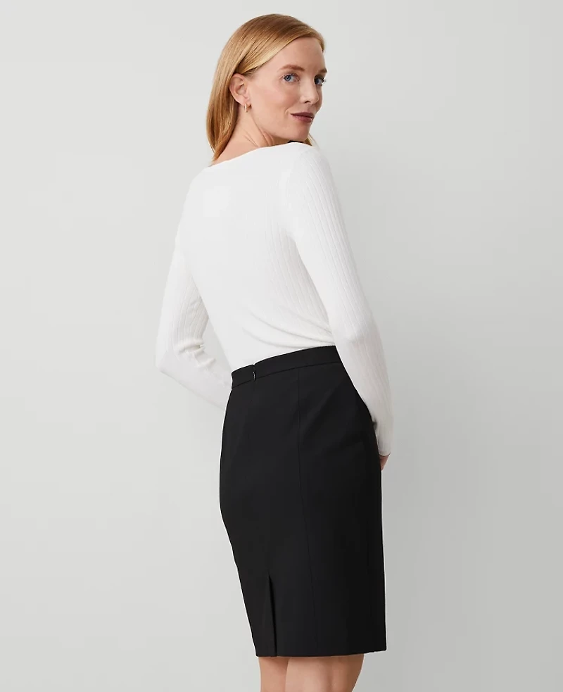 Ann Taylor Seamed Pencil Skirt Bi-Stretch Black Women's