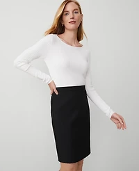 Ann Taylor Seamed Pencil Skirt Bi-Stretch Black Women's