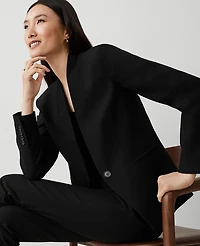 Ann Taylor The Petite Cutaway Blazer Bi-Stretch Black Women's