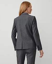 Ann Taylor The Petite Long One-Button Blazer Bi-Stretch Dark Grey Women's