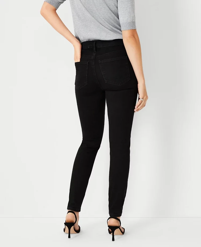 Ann Taylor Mid Rise Skinny Jeans Jet Black Wash Women's