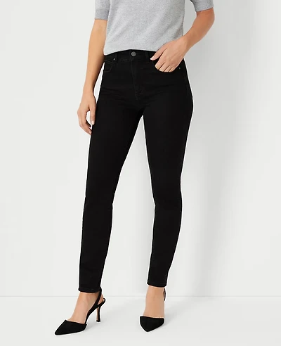 Ann Taylor Mid Rise Skinny Jeans Jet Black Wash Women's