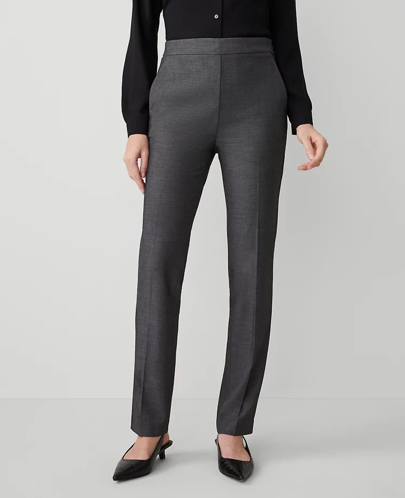 Ann Taylor The Side Zip Straight Pant Bi-Stretch Dark Grey Women's
