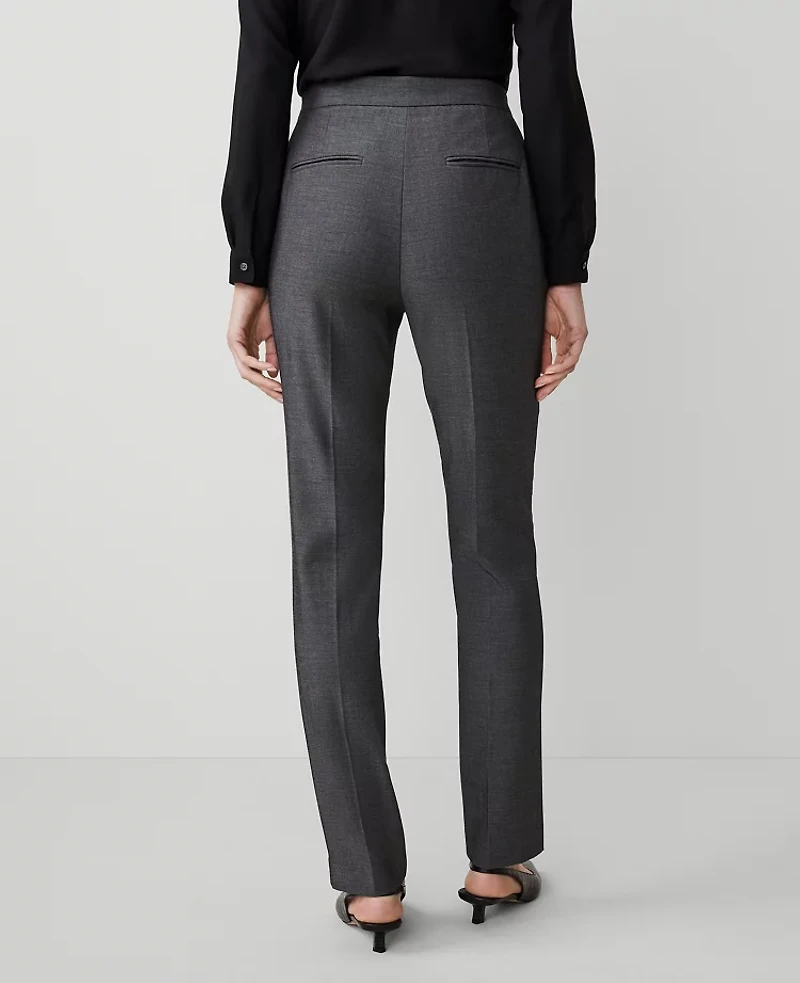 Ann Taylor The Side Zip Straight Pant Bi-Stretch Dark Grey Women's