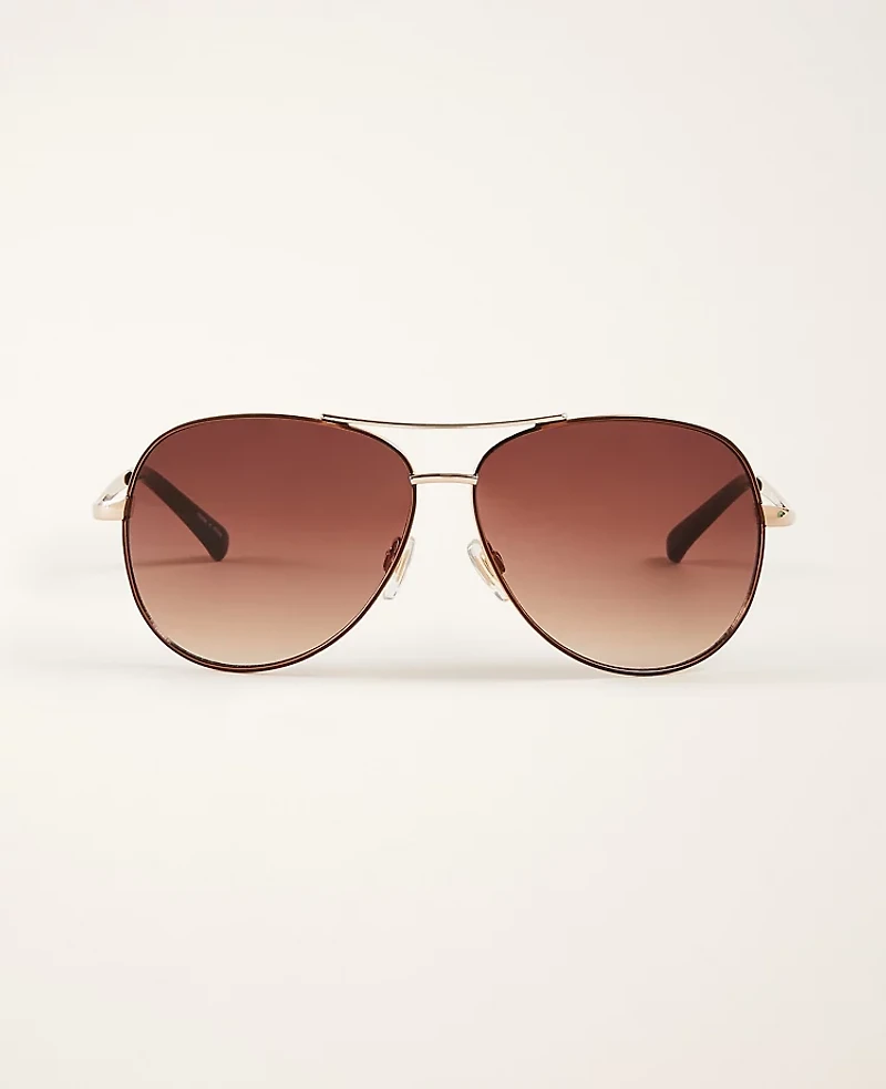 Ann Taylor Aviator Sunglasses Gold Women's