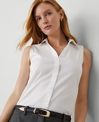 Ann Taylor Sleeveless Essential Shirt White Women's