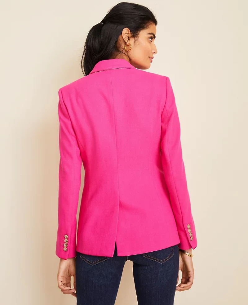 Ann Taylor The Petite Hutton Blazer in Texture Size 10 Hot Pink Poppy Women's