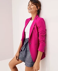 Ann Taylor The Petite Hutton Blazer in Texture Size 10 Hot Pink Poppy Women's