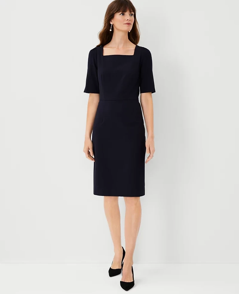 Ann Taylor The Square Neck Sheath Dress Seasonless Stretch Women's