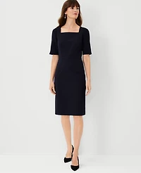 Ann Taylor The Petite Square Neck Sheath Dress Seasonless Stretch Women's