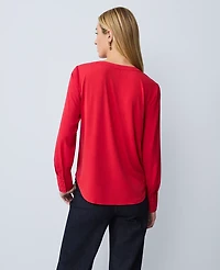 Ann Taylor Mixed Media Pleat Front Top Women's