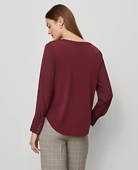 Ann Taylor Petite Mixed Media Pleat Front Top Women's