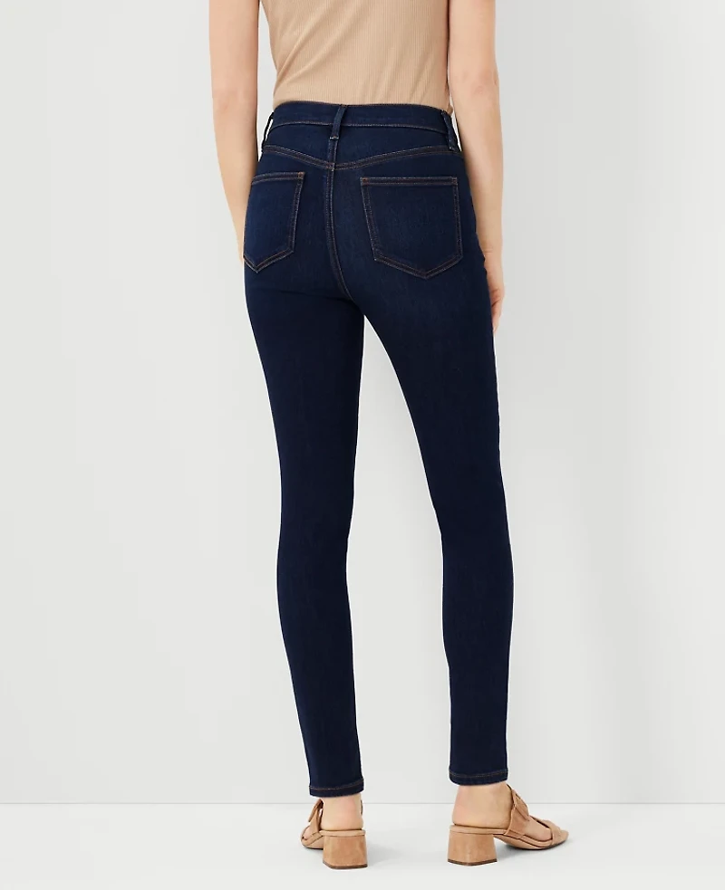Ann Taylor Curvy Sculpting Pocket Highest Rise Skinny Jeans in Classic Dark Indigo Wash Size 00 Women's