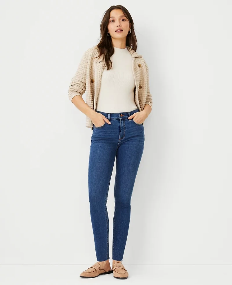 Ann Taylor Tall Sculpting Pocket Mid Rise Skinny Jeans in Mid Stone Wash Size 0 Women's