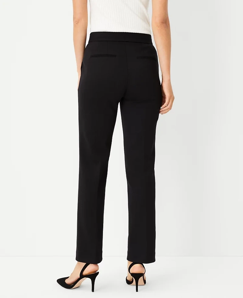 Ann Taylor The Petite Pintucked Straight Leg Pant Double Knit Black Women's