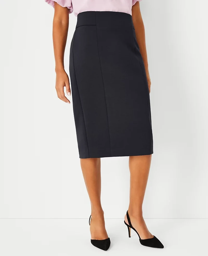 Ann Taylor The Petite High Waist Seamed Pencil Skirt in Double Knit Size 0 Black Women's