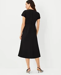 Ann Taylor The Petite Midi Flare Dress Double Knit Black Women's