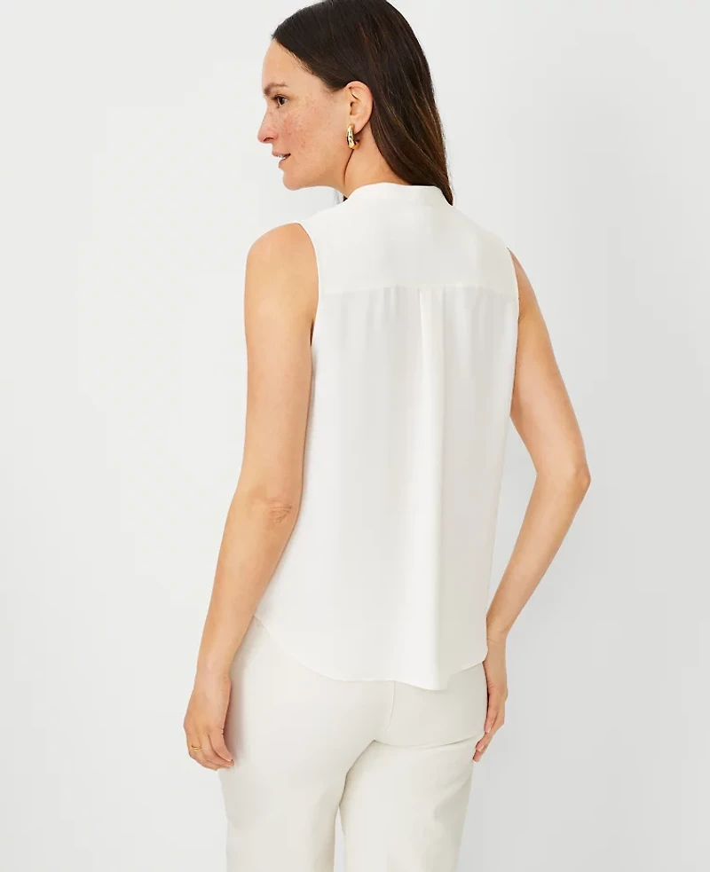 Ann Taylor Sleeveless Camp Shirt Winter White Women's