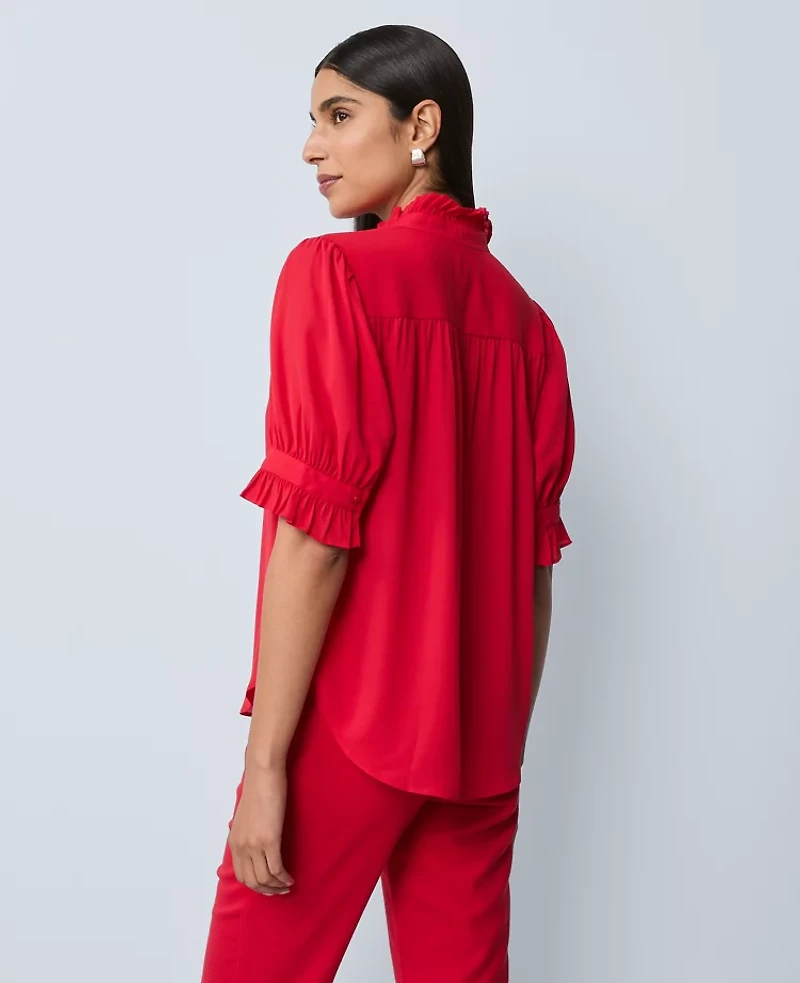 Ann Taylor Ruffle Collar Blouse Women's