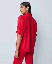 Ann Taylor Ruffle Collar Blouse Women's