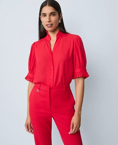 Ann Taylor Ruffle Collar Blouse Women's