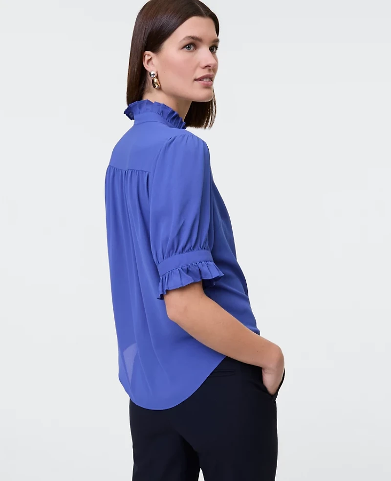 Ann Taylor Ruffle Collar Blouse Women's