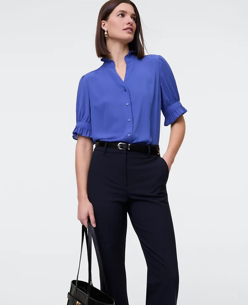 Ann Taylor Ruffle Collar Blouse Women's