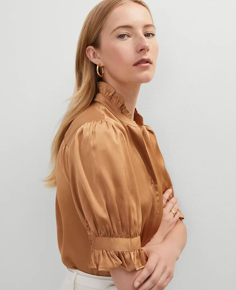 Ann Taylor Ruffle Collar Shirt Women's