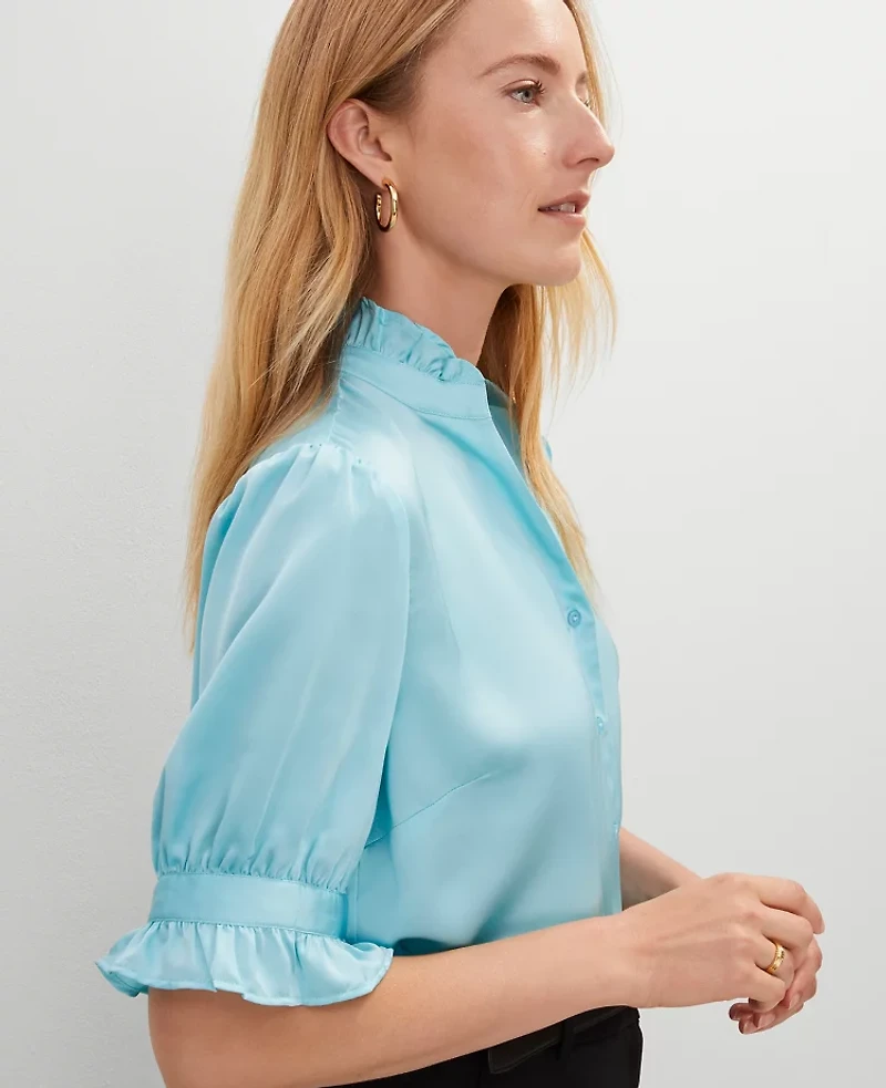 Ann Taylor Ruffle Collar Shirt Women's