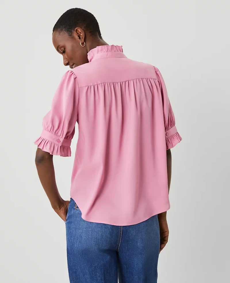 Ann Taylor Ruffle Collar Shirt Women's