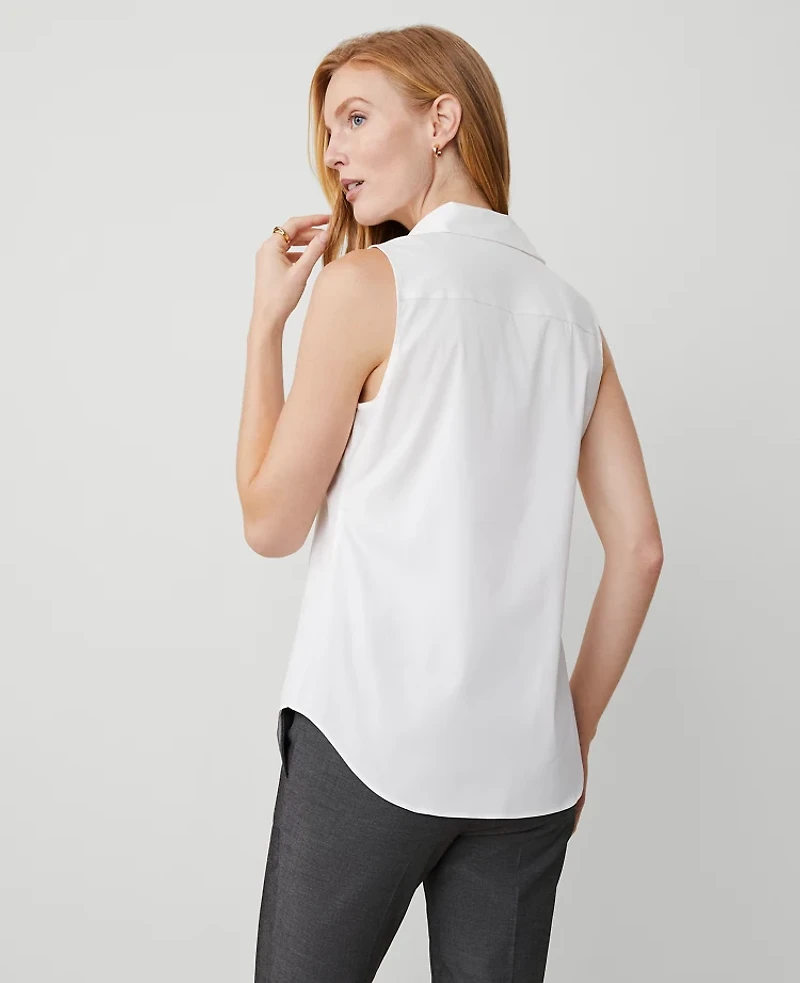 Ann Taylor Petite Sleeveless Essential Shirt White Women's