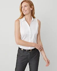 Ann Taylor Petite Sleeveless Essential Shirt White Women's