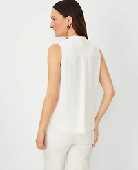 Ann Taylor Petite Sleeveless Camp Shirt Size Medium Winter White Women's