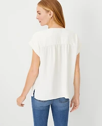 Ann Taylor Drop Shoulder Popover Top Size Large Winter White Women's