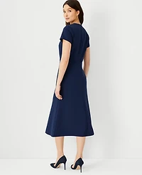 Ann Taylor The Petite Midi Flare Dress in Double Knit Size 00 Pure Sapphire Women's