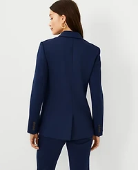 Ann Taylor The Petite Notched Two Button Blazer in Double Knit Size 6 Pure Sapphire Women's
