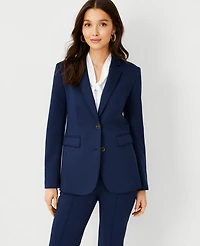 Ann Taylor The Petite Notched Two Button Blazer in Double Knit Size 6 Pure Sapphire Women's
