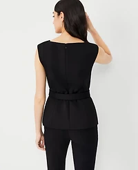 Ann Taylor The Belted Top in Double Knit Size 2 Black Women's